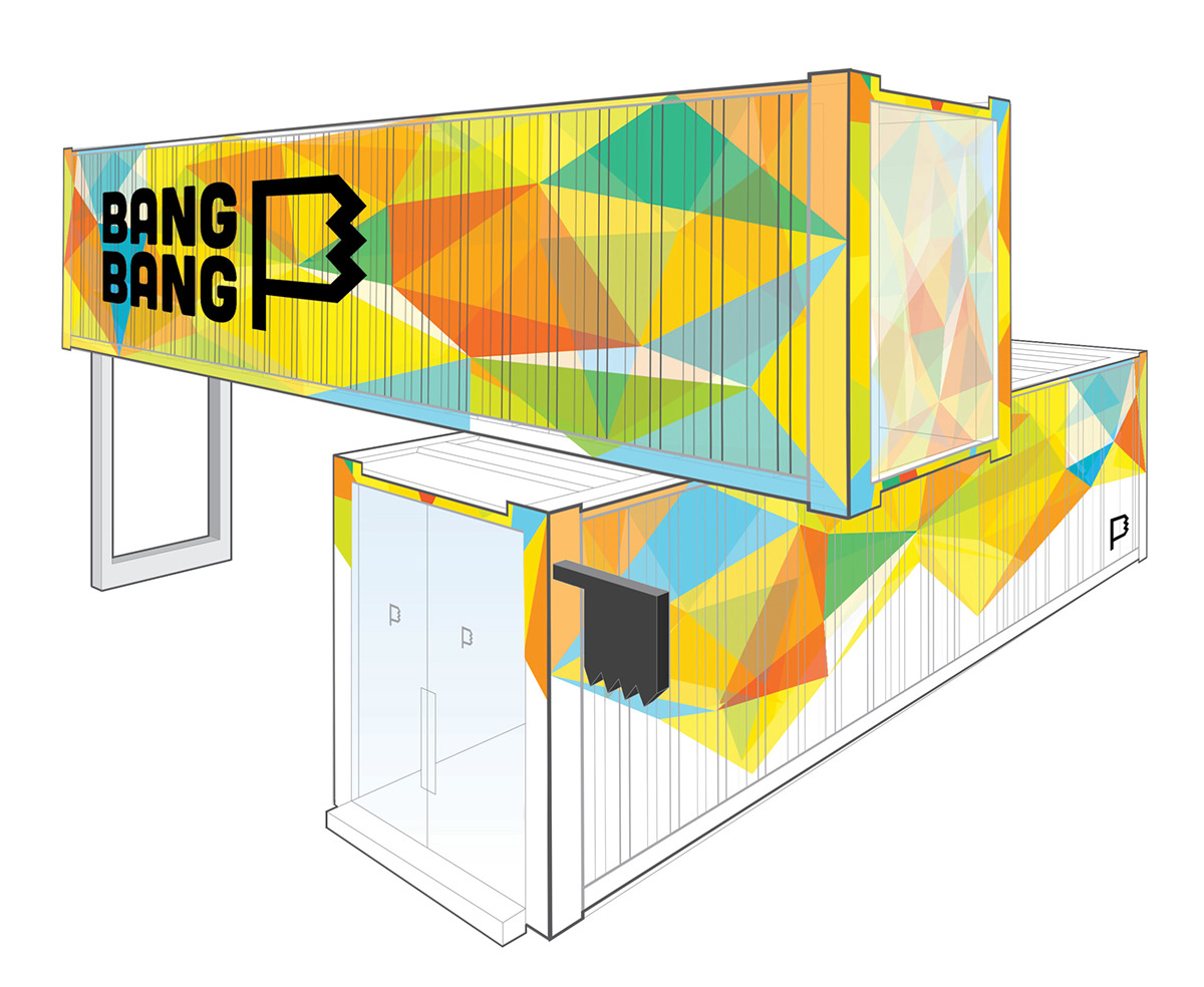 environment Pop-up store package jeans bang bang print silkscreen Shipping Container