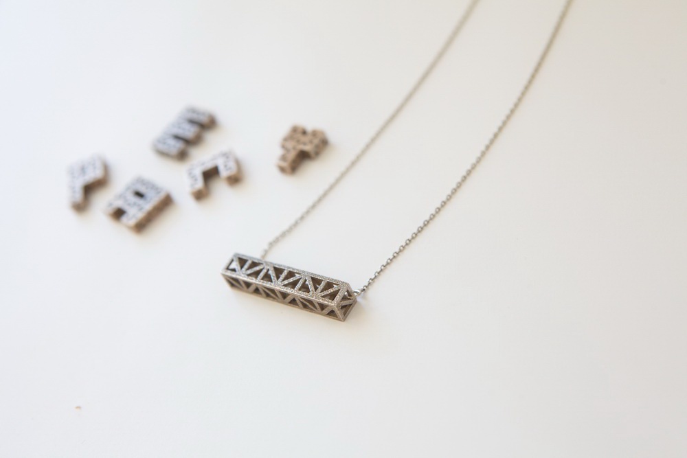 3d printed jewelry truss-inspired initial jewelry dan xiong
