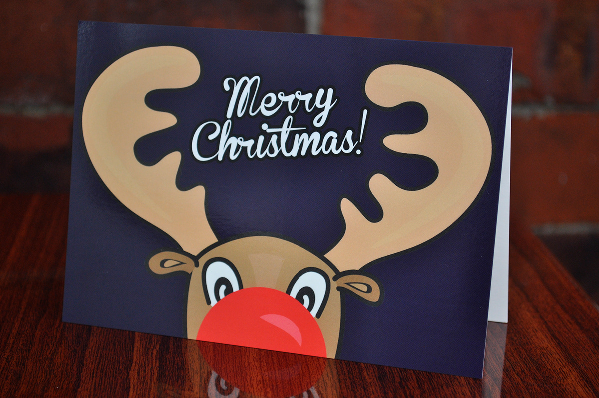 christmas cards xmas cards postcards rudolf illustration Santa's Little Helper Christmas Pudding reindeer