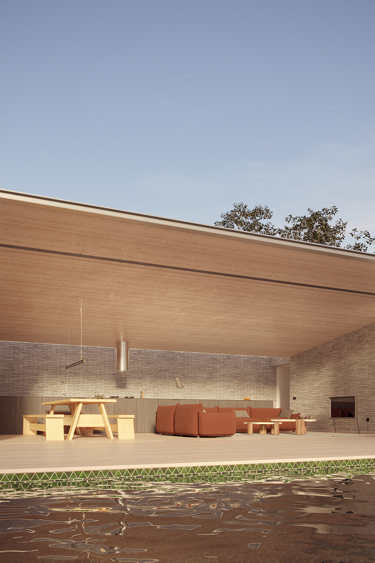 architecture archviz arquitectura corona garden interior design  modern poolhouse Render visualization