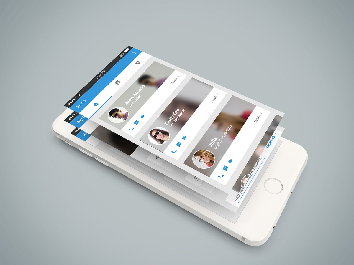 UI ux psd app android app design Google icon business card