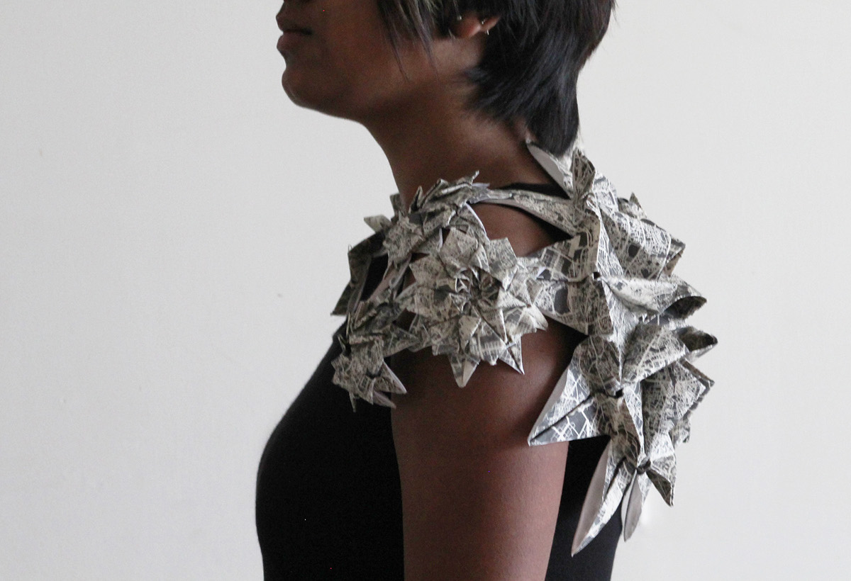 craft origami  paper silk 3D textiles fashion accessory
