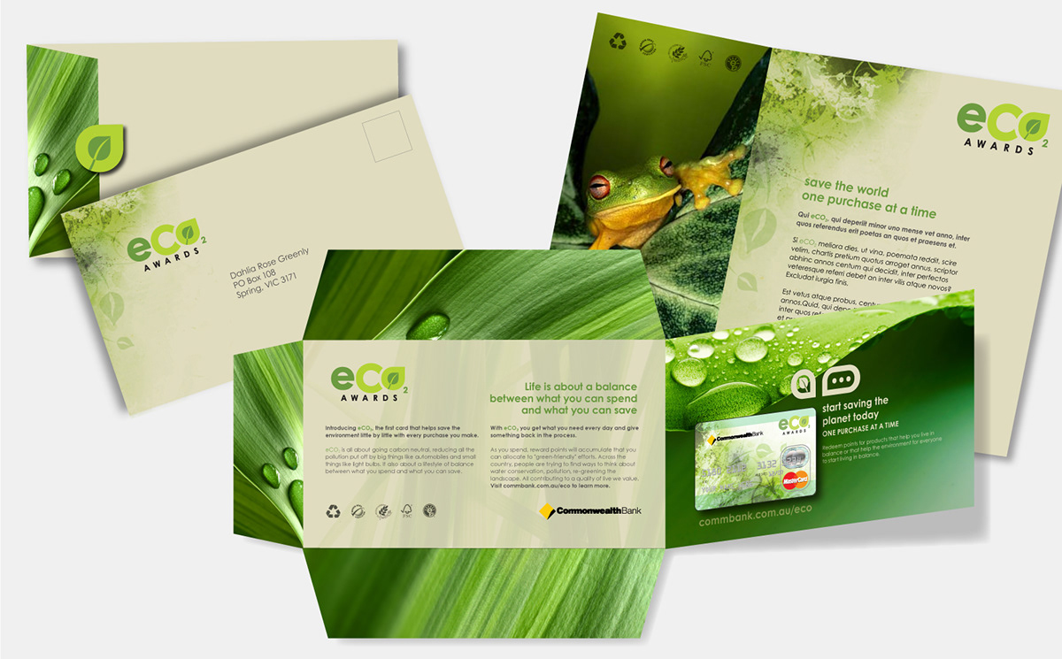 acquisition ad Australia Bank commonwealth credit Direct mail DM eCo2 environment kessin poster welcome kit