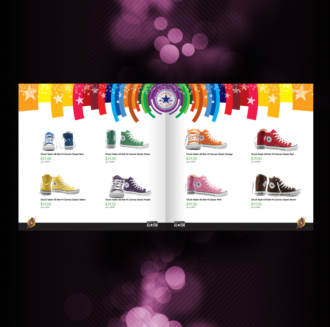 convers shoes symbols Illustrator photoshop spread catalog colors stars black spry composition art random