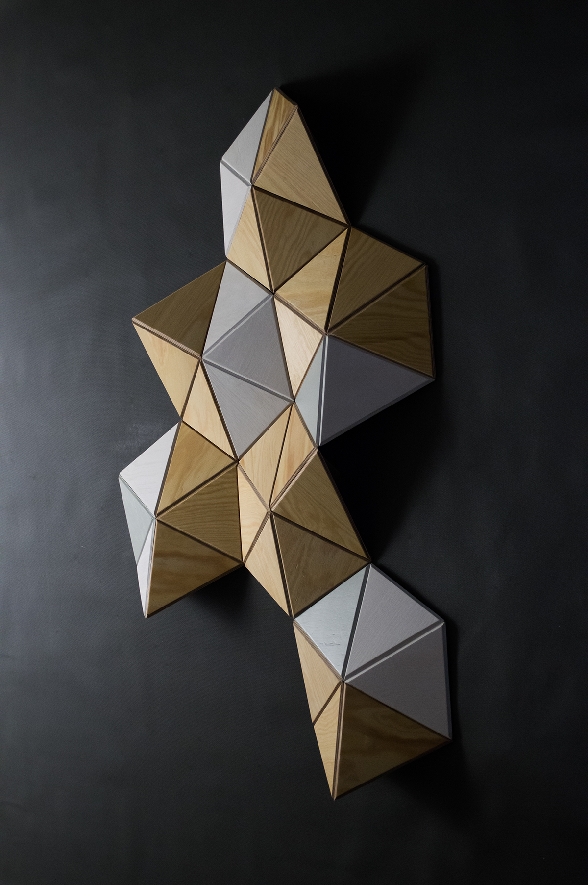 wall sculpture triangle modular wood plywood hexagon