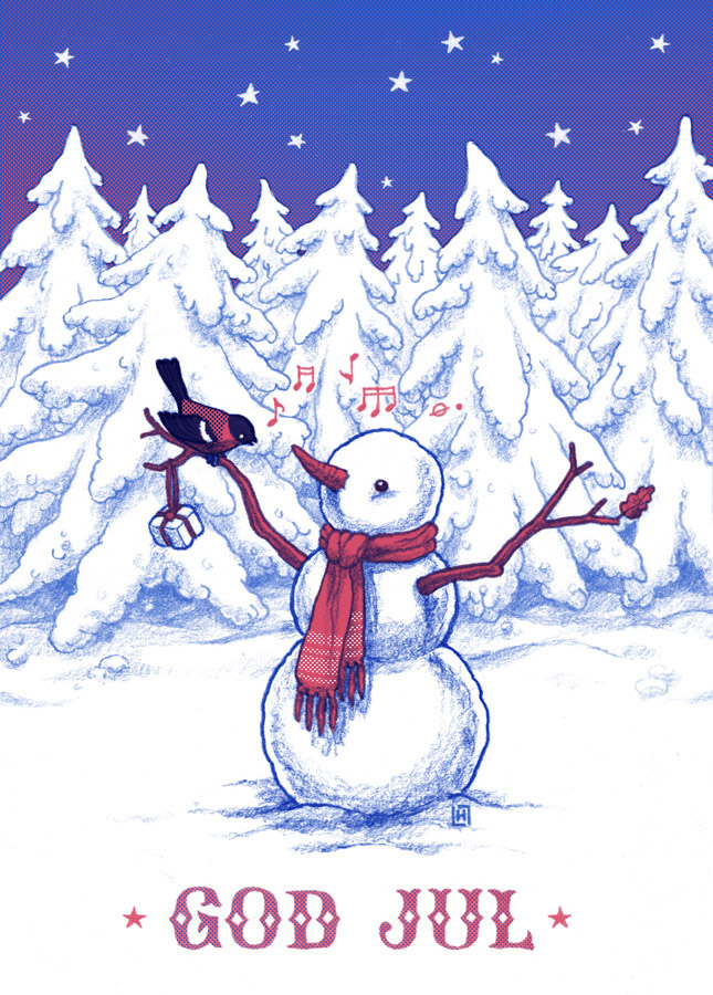 christmas card card holiday card christmas cards cards jul julkort snowman julbock Cottage snow bullfinch Domherre goat gift