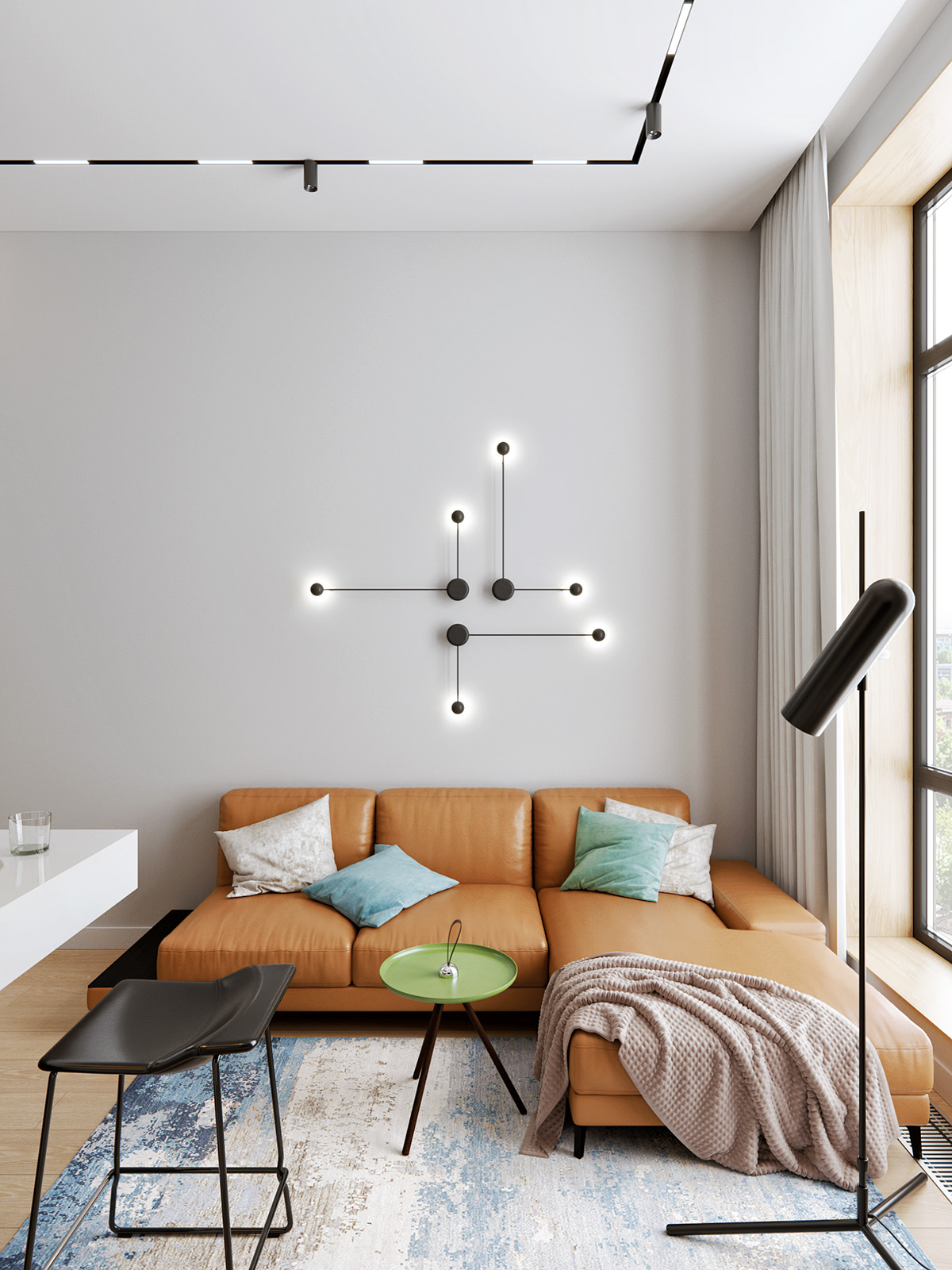 architecture interior design  Minimalism White vibialight modern apartment corona render 