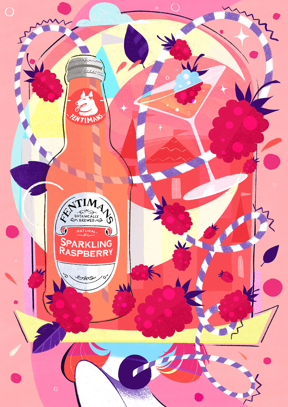 bottle Character design  drink Food  girls ILLUSTRATION  lemonade nature illustration package product design 