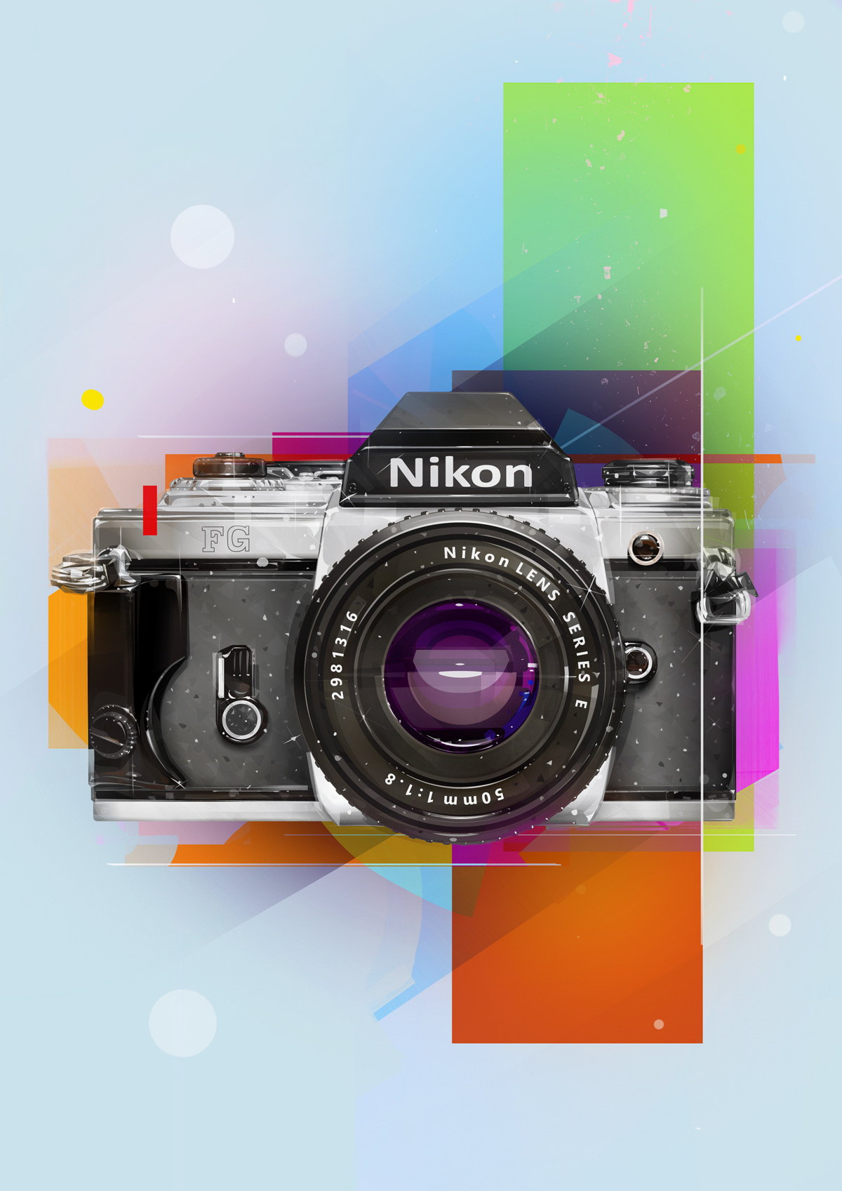 camera Canon Nikon POLAROID vintage vector print magazine cover design