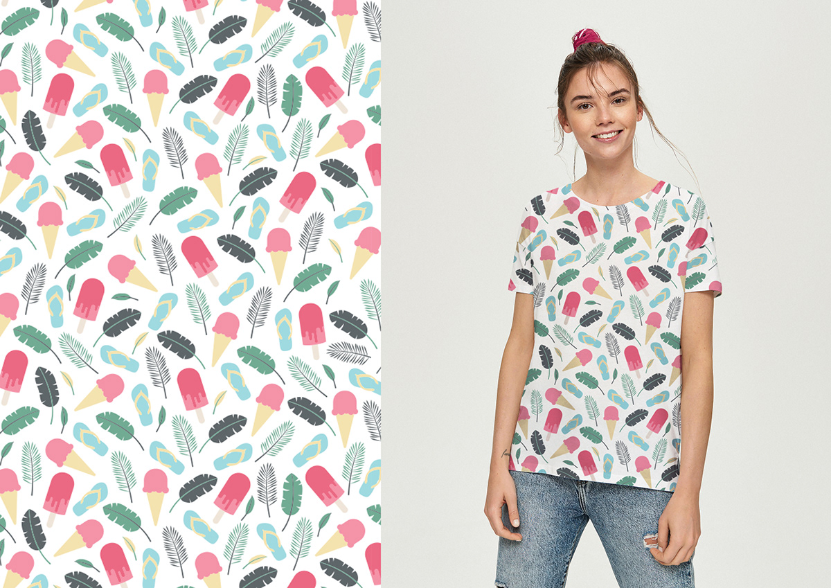 t-shirt Fashion  print girl textile design  summer print design 