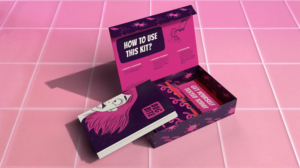 system design information graphics health kit  flashcards comic sex education AIDS awareness stds