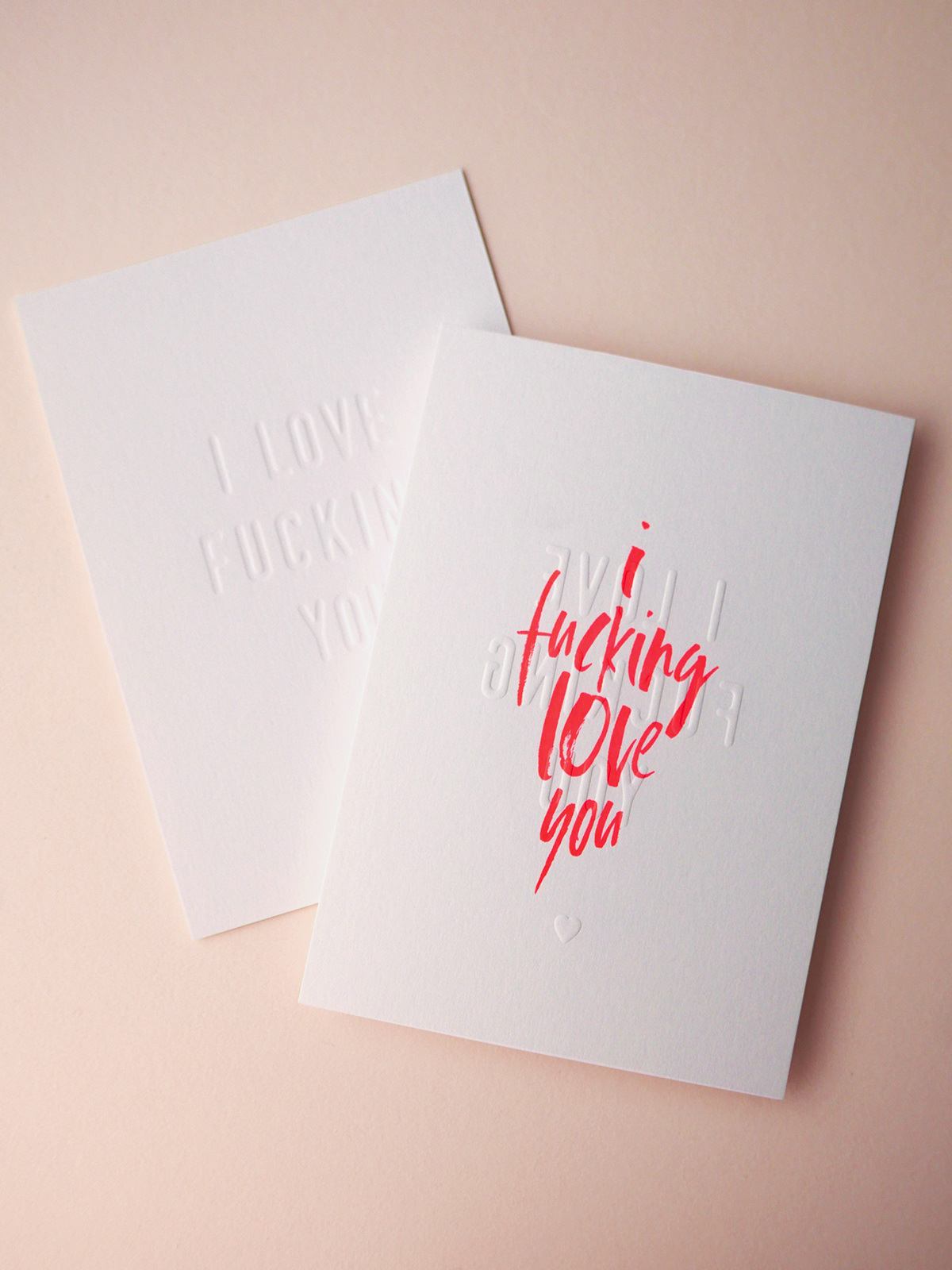 debossing embossing greeting cards hotfoil letterpress Love neon postcard Valentine's Day holographic