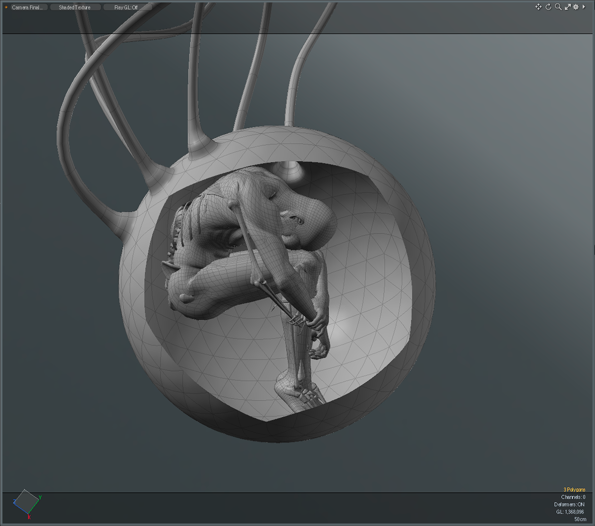 skeleton sphere glass Embryo 3D nft rendering fantasy modern surreal