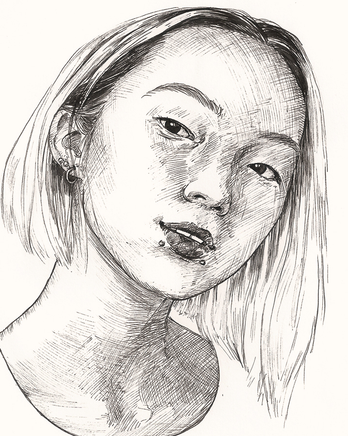 CARA DELEVINGNE Tom Hardy Xiao Wen Ju Evan Peters  Abbey Lee portraits ink