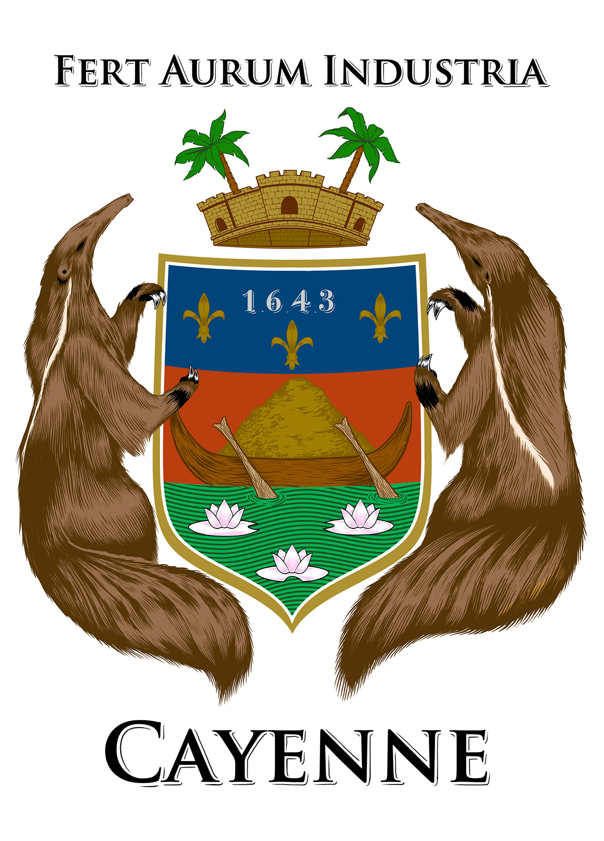 Cayenne coat of arms Emaille Guyane