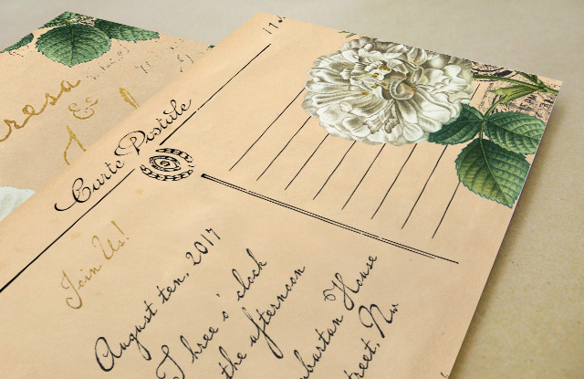print design  DIY wedding diy invitation hand crafted floral vintage flower simple Invitation