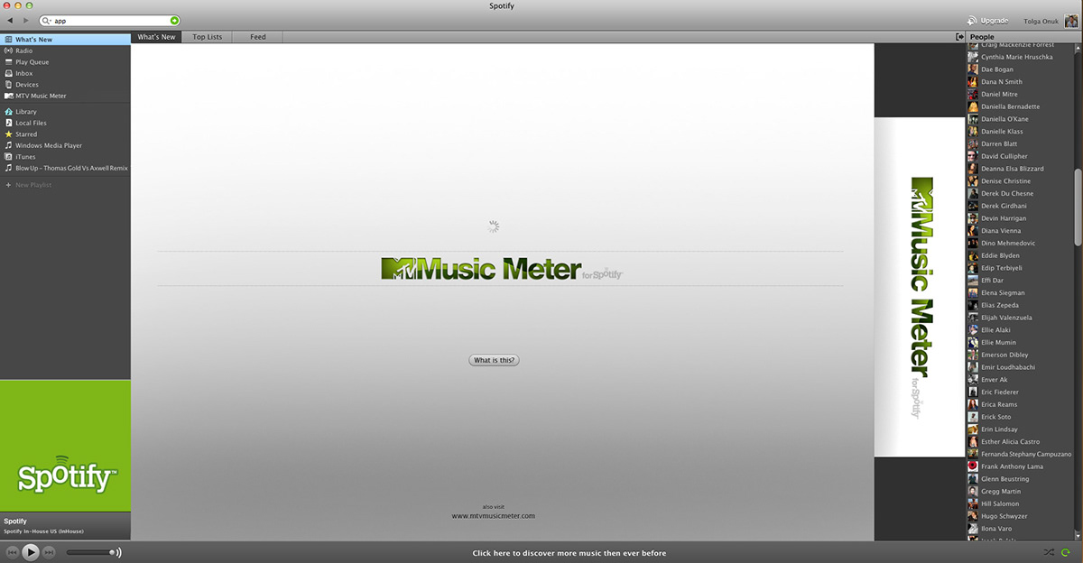 MTV Music Meter Spotify app user interface design
