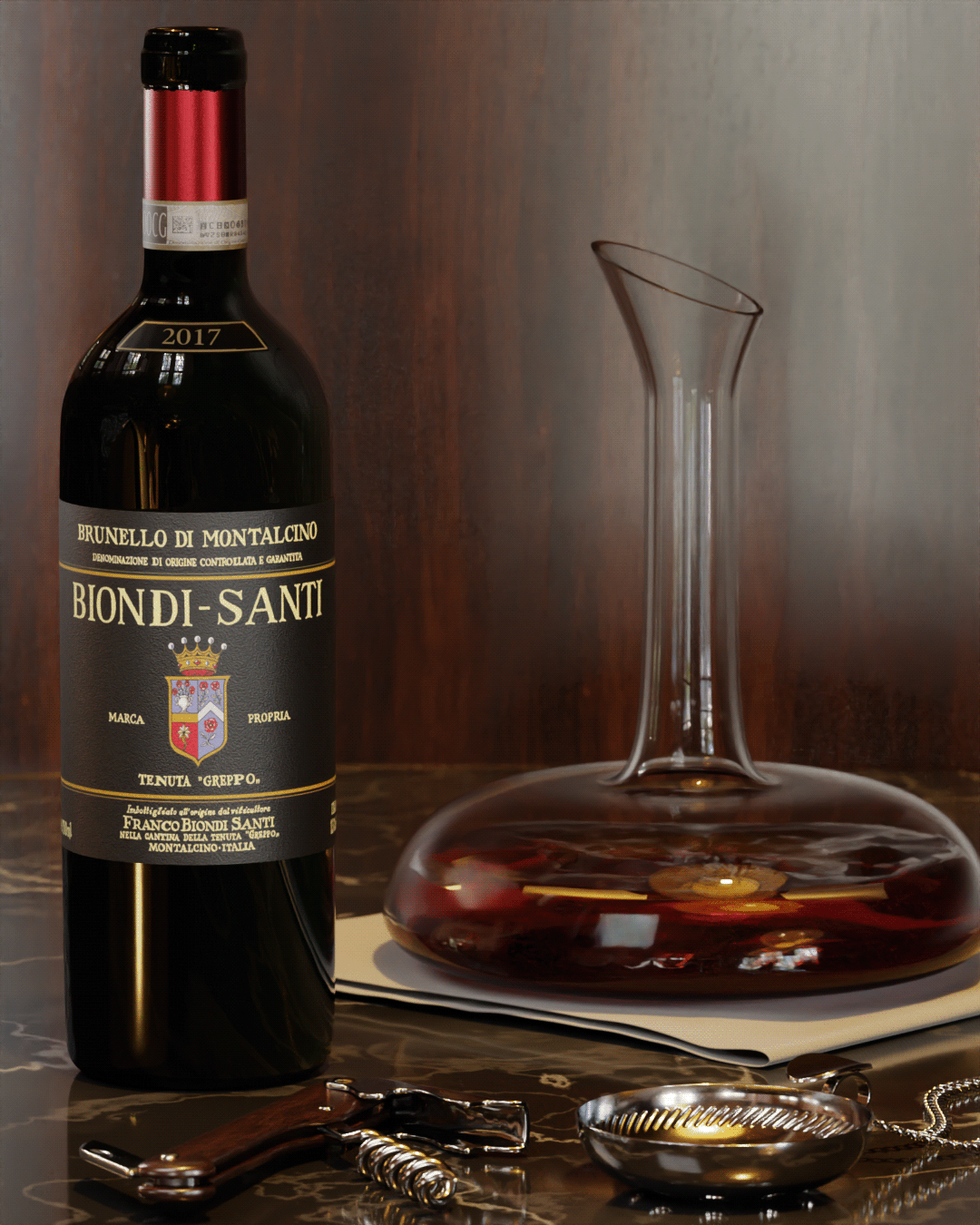 bottle wine branding  winery wine label productrender Productrendering 3D Brunello di Montalcino winelover