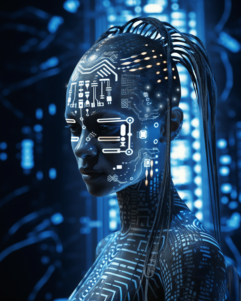 nanotechnology science Fashion  Technology Cyborg ai tribal Scifi concept art digital illustration