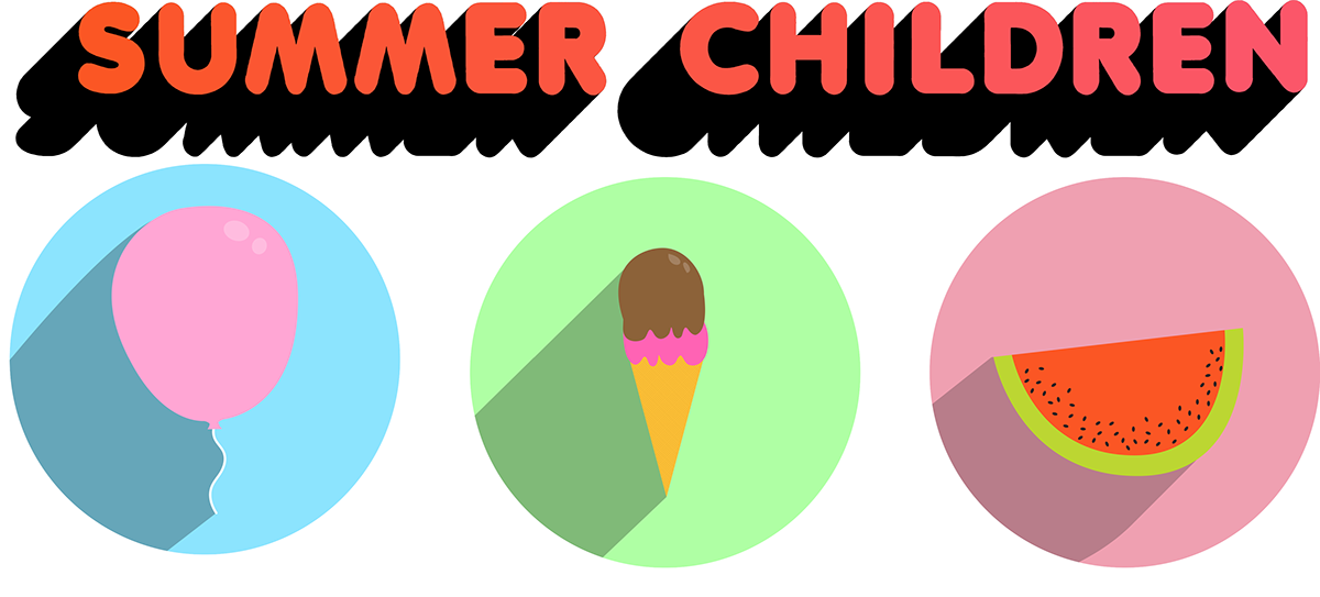 summer kids children gif colorful balloon ice cream flat Icon girl boy watermelon seasonal Fun