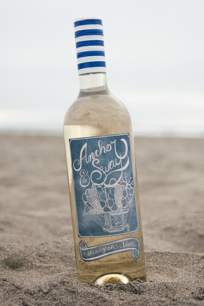 wine Label alcohol package product beach boat nautical anchor