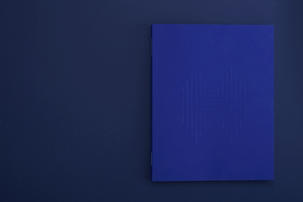 ANNUAL report editorial book blue design typography Indigo corporate Kiosk