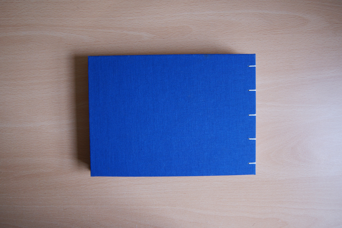 Exhibition  book a5 blue White coptic stitch Bound binding