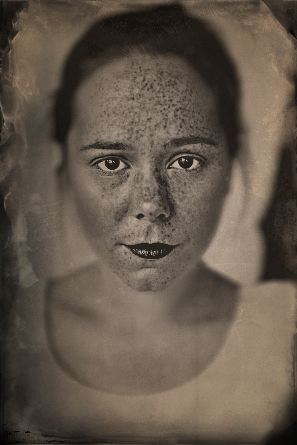 Adobe Portfolio wetplate photoshop wditing vintage old portraits model portrait denmark b&w monochrome effect