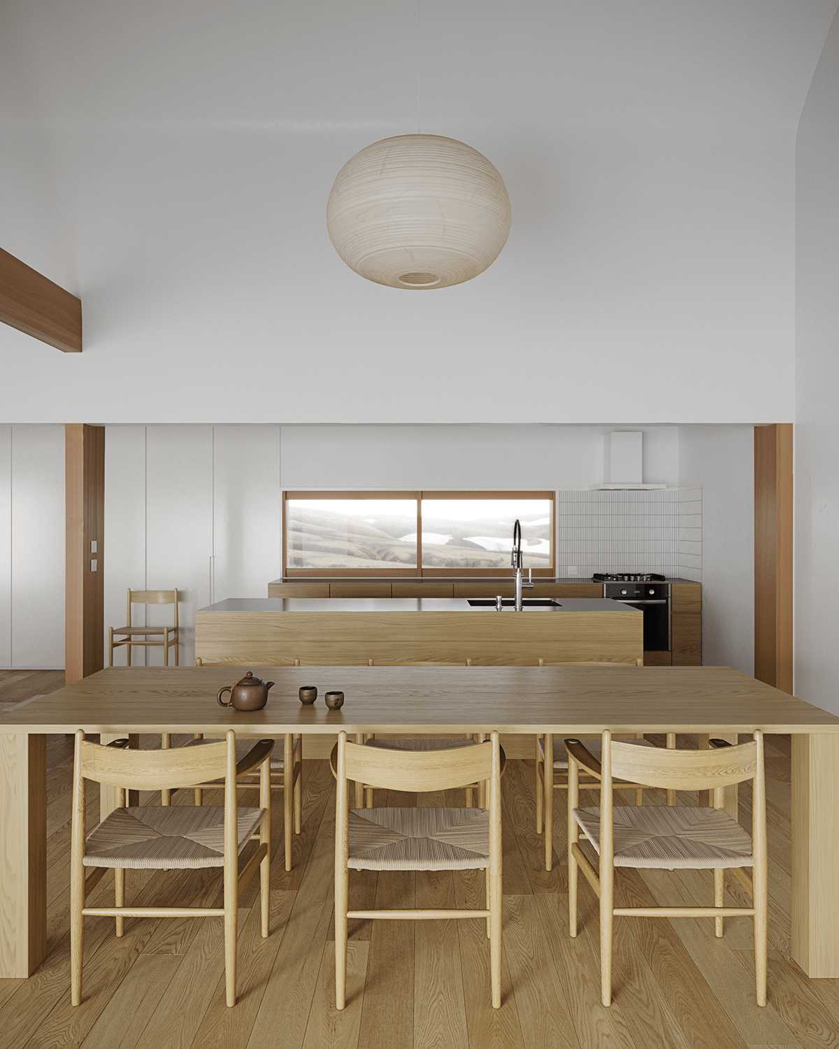 arched archviz carl hansen iceland interior concept interior design  japan 3D Visualization japanese style wooden