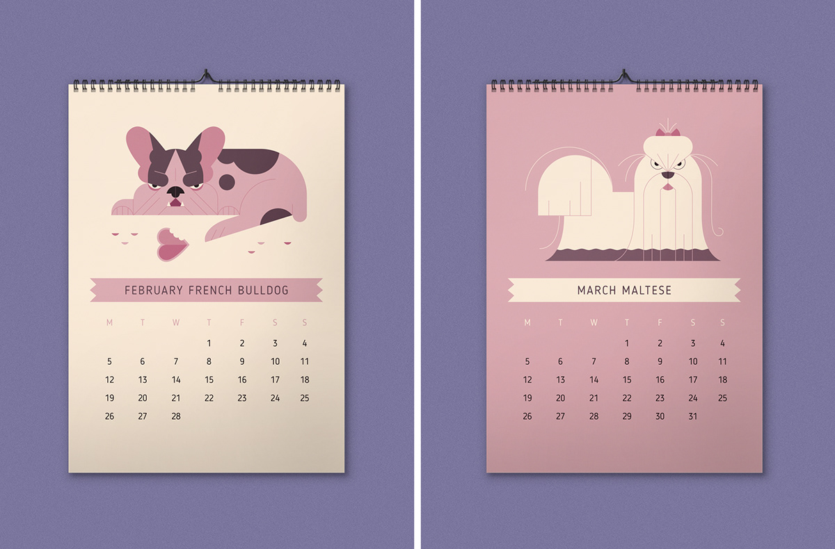 calendar new year Character design  dogs Chinese Calendar akita календарь flat children illustration shiba inu