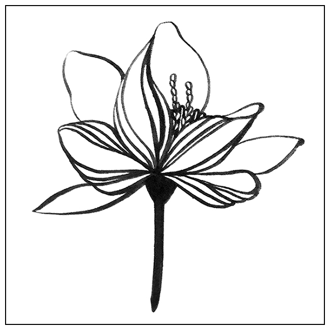 flower pattern draw asian mood brush pen card