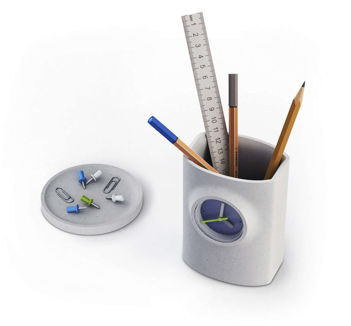 kit holder pencil cup desk Office Stand multifunctional concrete Stationery storage organize workplace