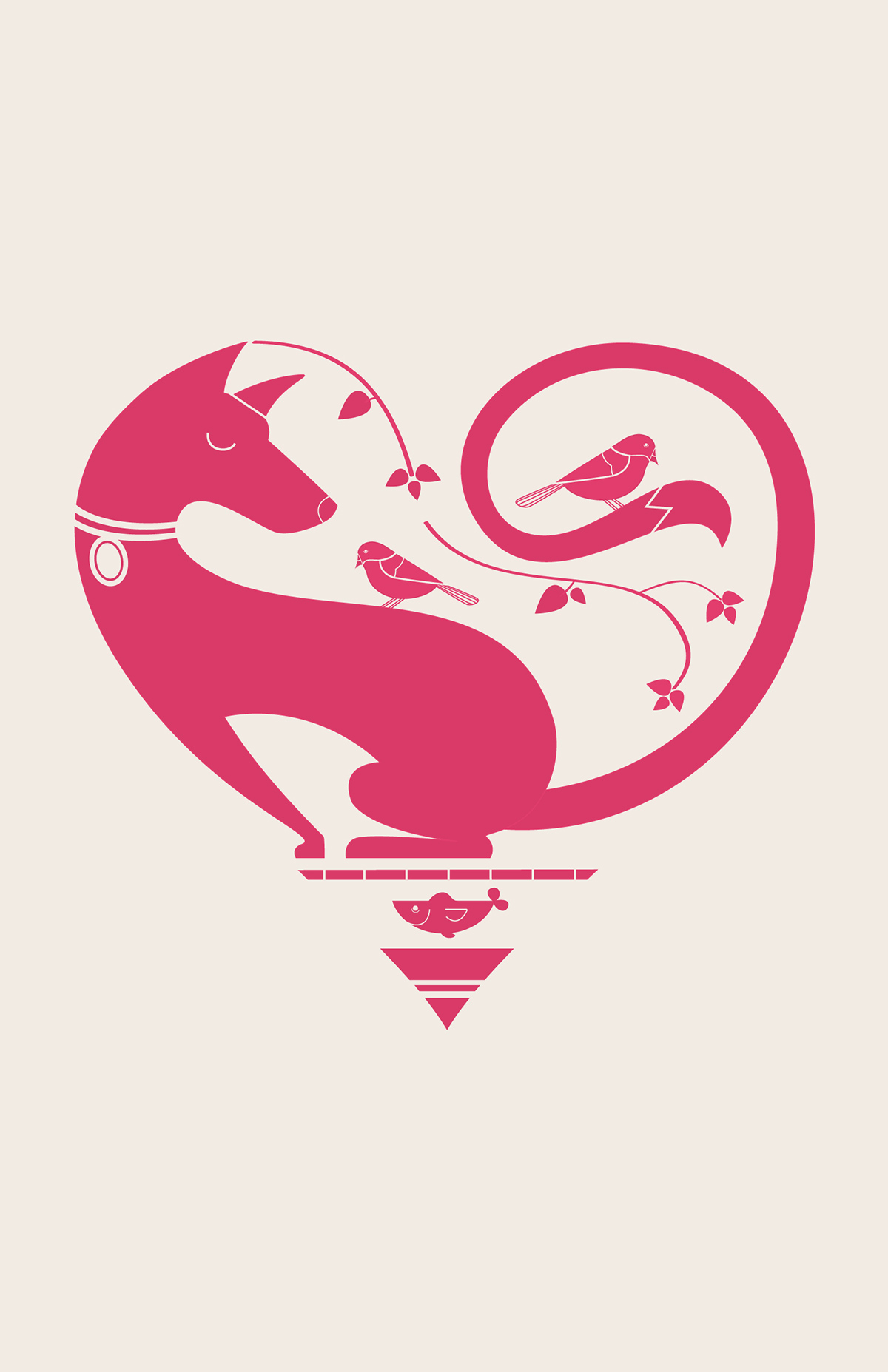 greeting card  animals  logo  heart  card valentines dog birds simple emblem logo