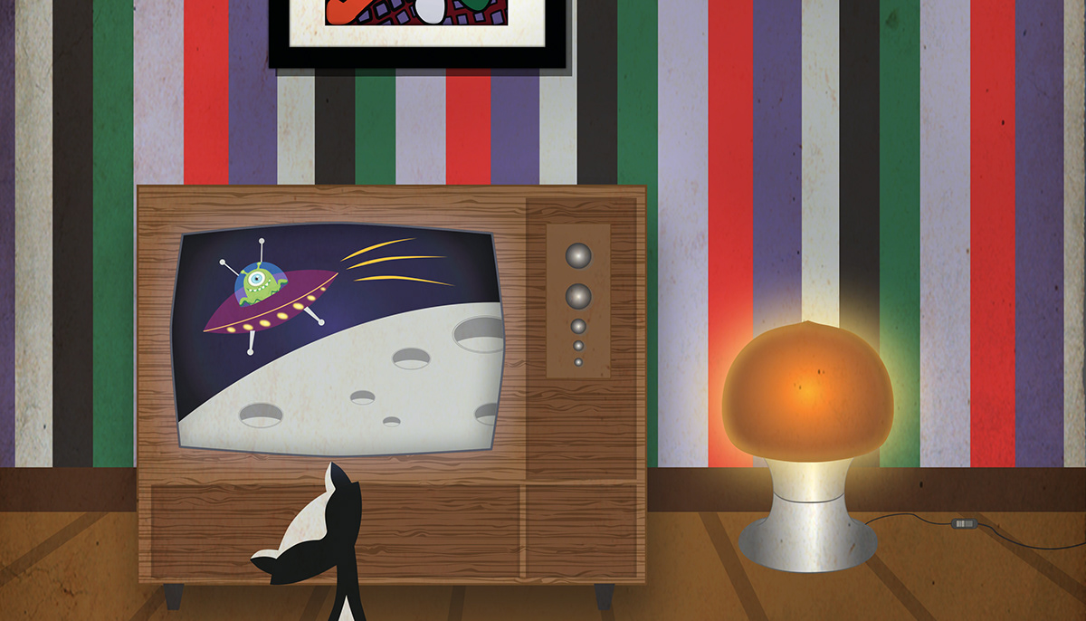 vector living room Cat tv Lamp frysus Picasso Illustrator photoshop switch on lab