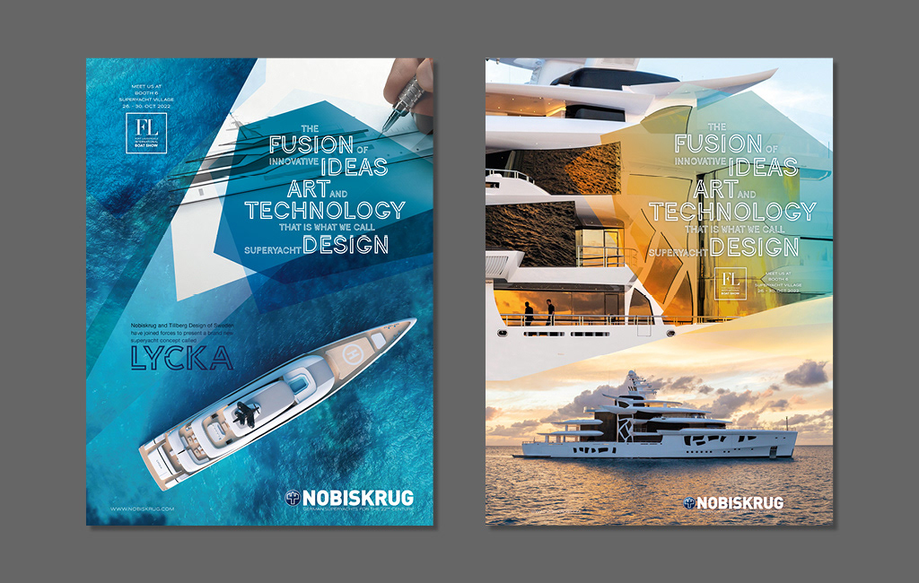 Advertising  boat Campaign Design luxury Nobiskrug shipyard superyacht typography   yacht Yacht Design