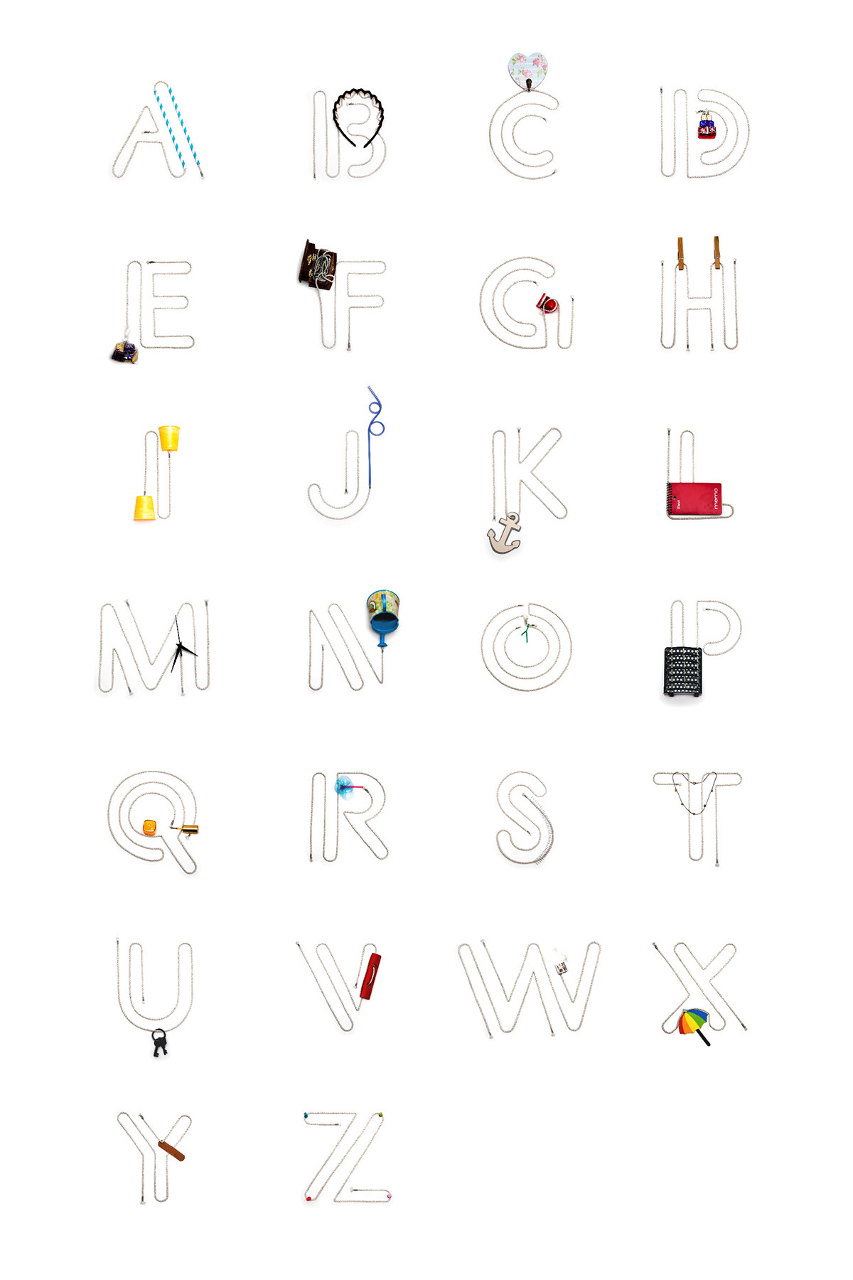 time alphabet Letterform random letters poster design objects materials Items eclectic crumpany