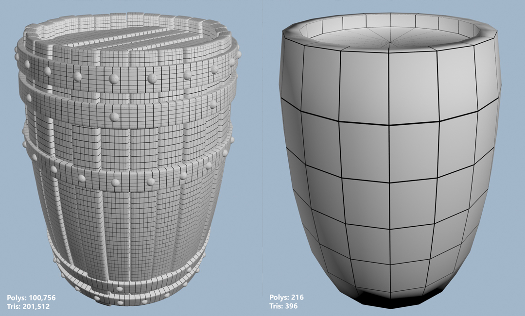 High Poly Low Poly modelling barrel UE4 3ds max substance Allegorithmic texturing medieval
