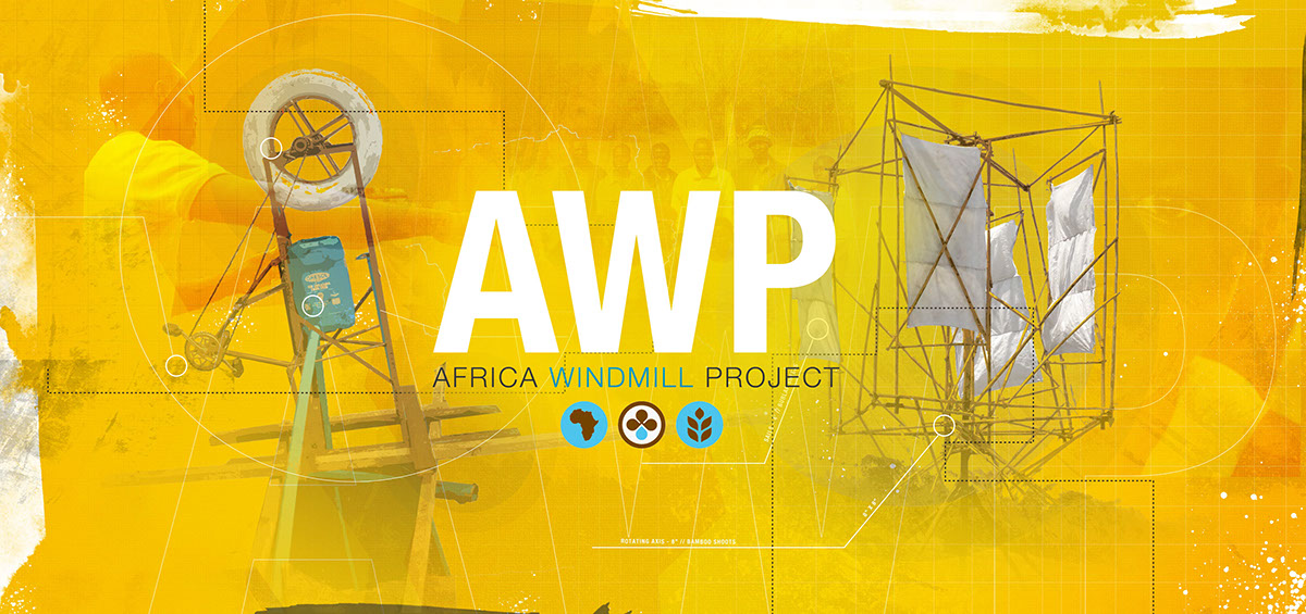 windmill  Africa Project non-profit social yellow map machine invention water agriculture reform Booklet brochure grid