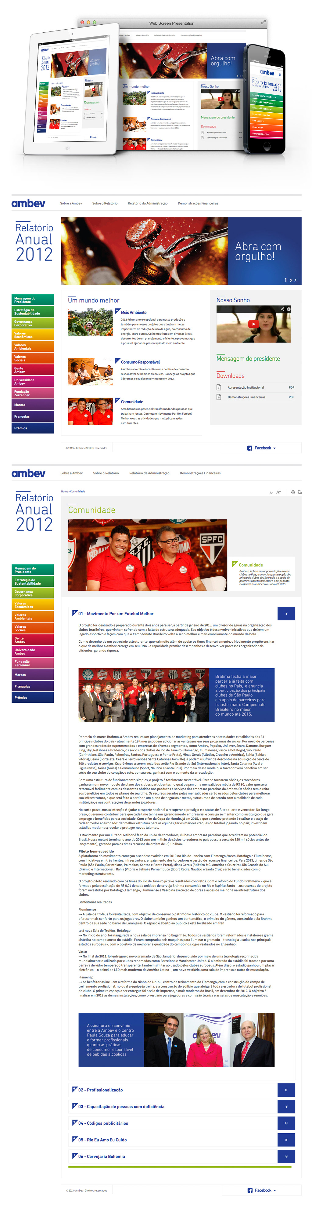 Web  design  ambev  annual report  Relatório Anual  art direction  webdesign