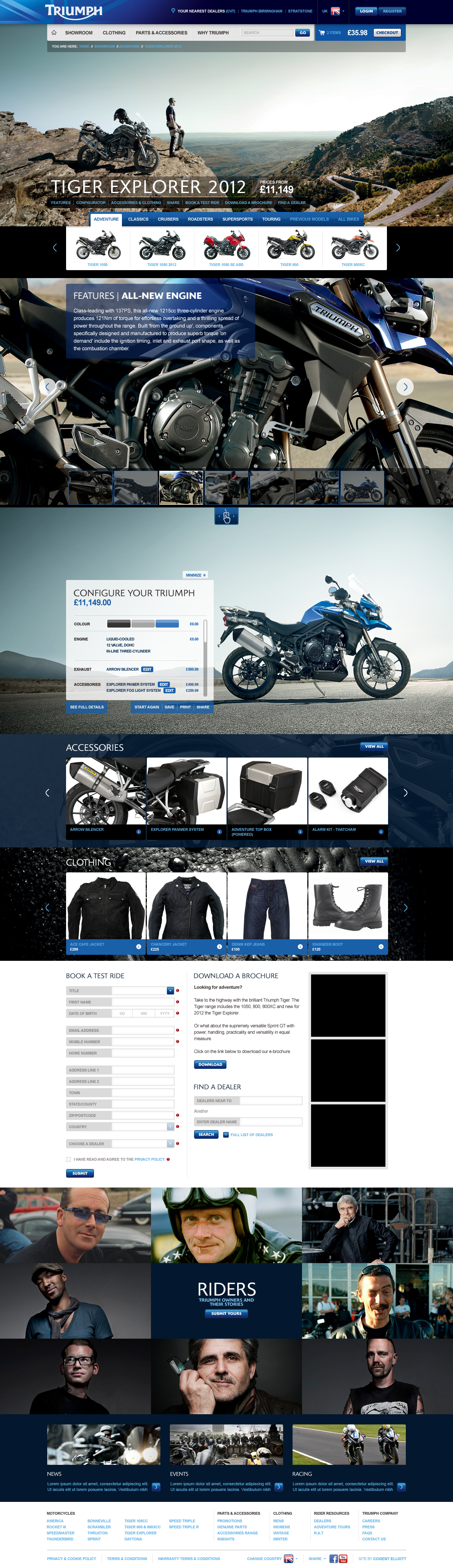 Website html5 Triumph Motorcycles Responsive Design