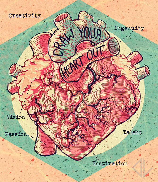 draw your heart out Love TAlent design ILLUSTRATION 