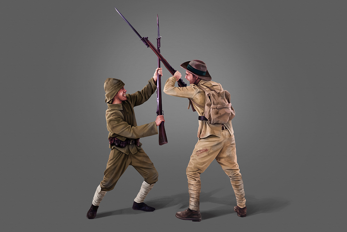 gallipoli canakkale Character concept digital painting war scene museum wall painting Oil Painting