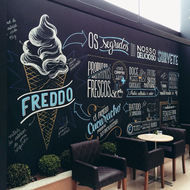 freddo sorvete argentino helados batel Curitiba argentina lettering Posca Mural Ilustração