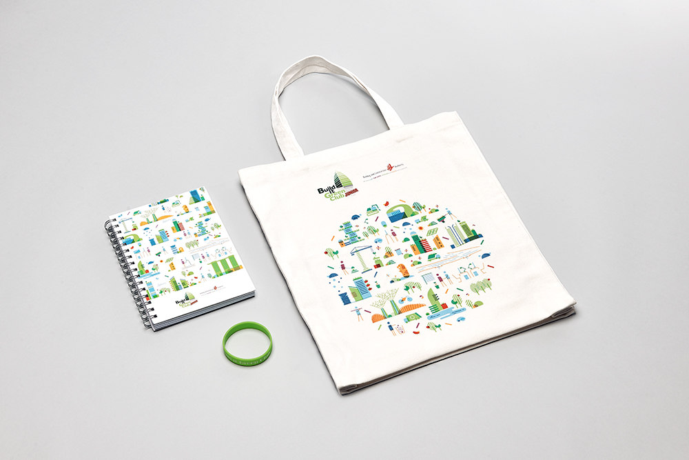 ILLUSTRATION  Event flat graphic Tote Bag Tee Graphic singapore green blue Note book