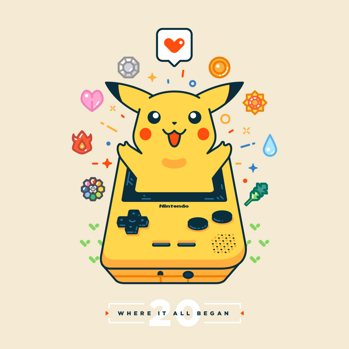 Pokemon anniversary pikachu Nintendo gameboy