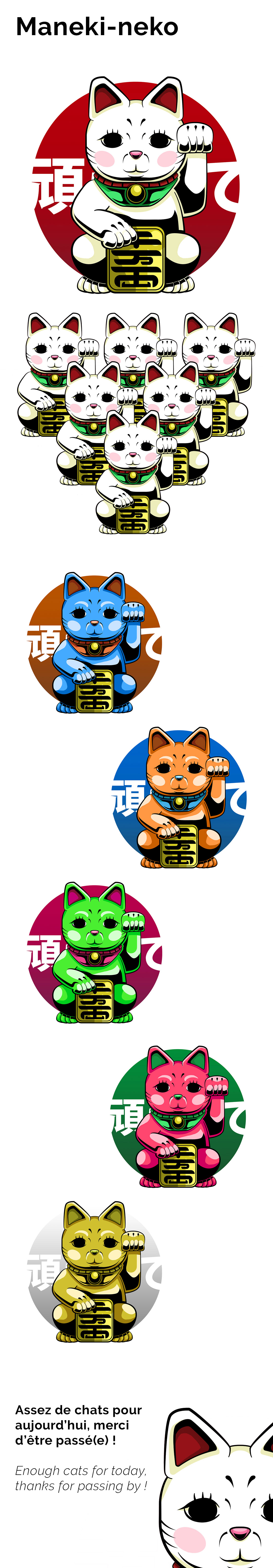 maneki-neko neko ILLUSTRATION  Drawing  design graphicdesign Cat graphism graphic design 