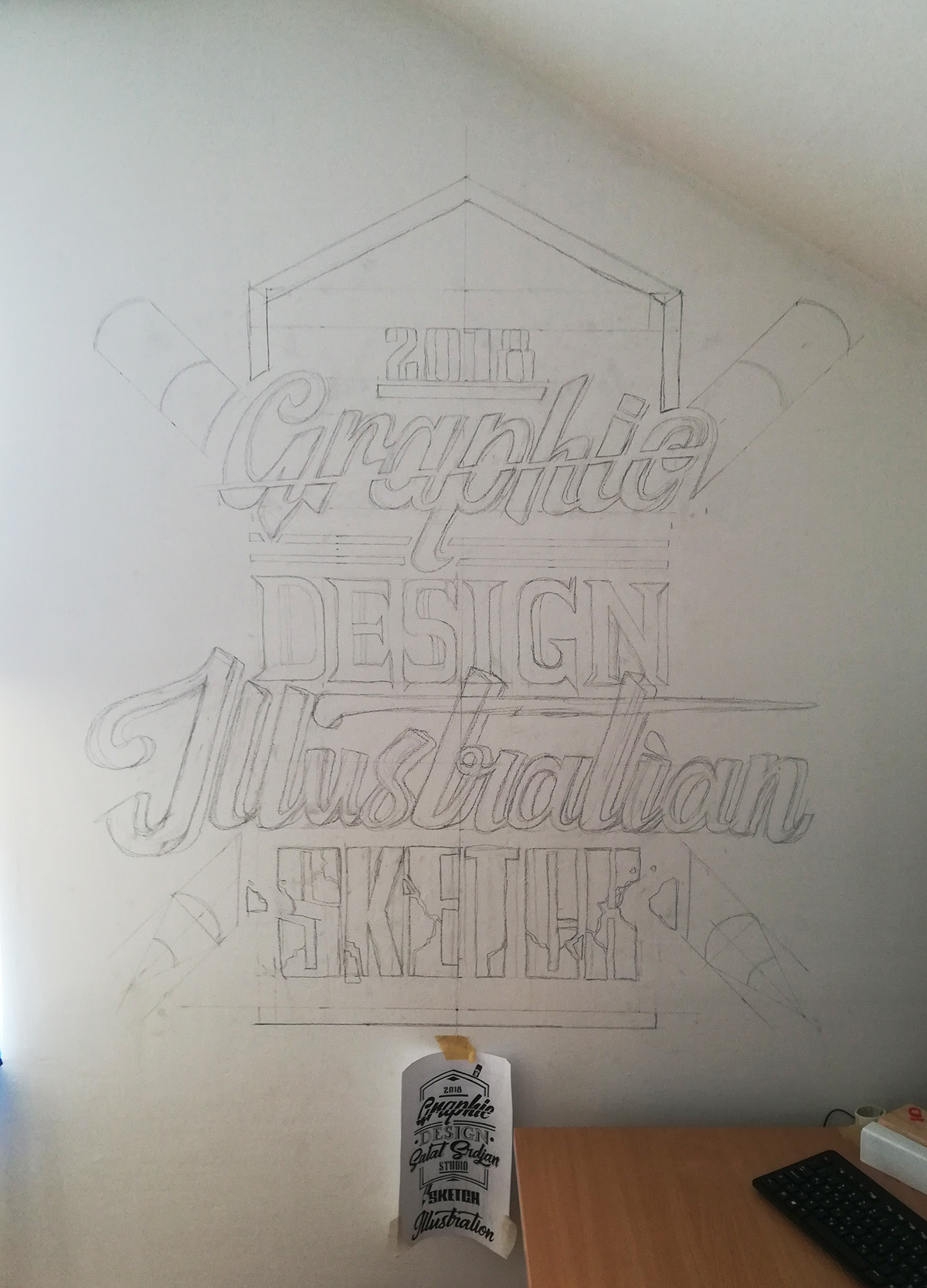 Mural typograpy pencil Acrylic paint Molotow Markers Calligraphy   typo