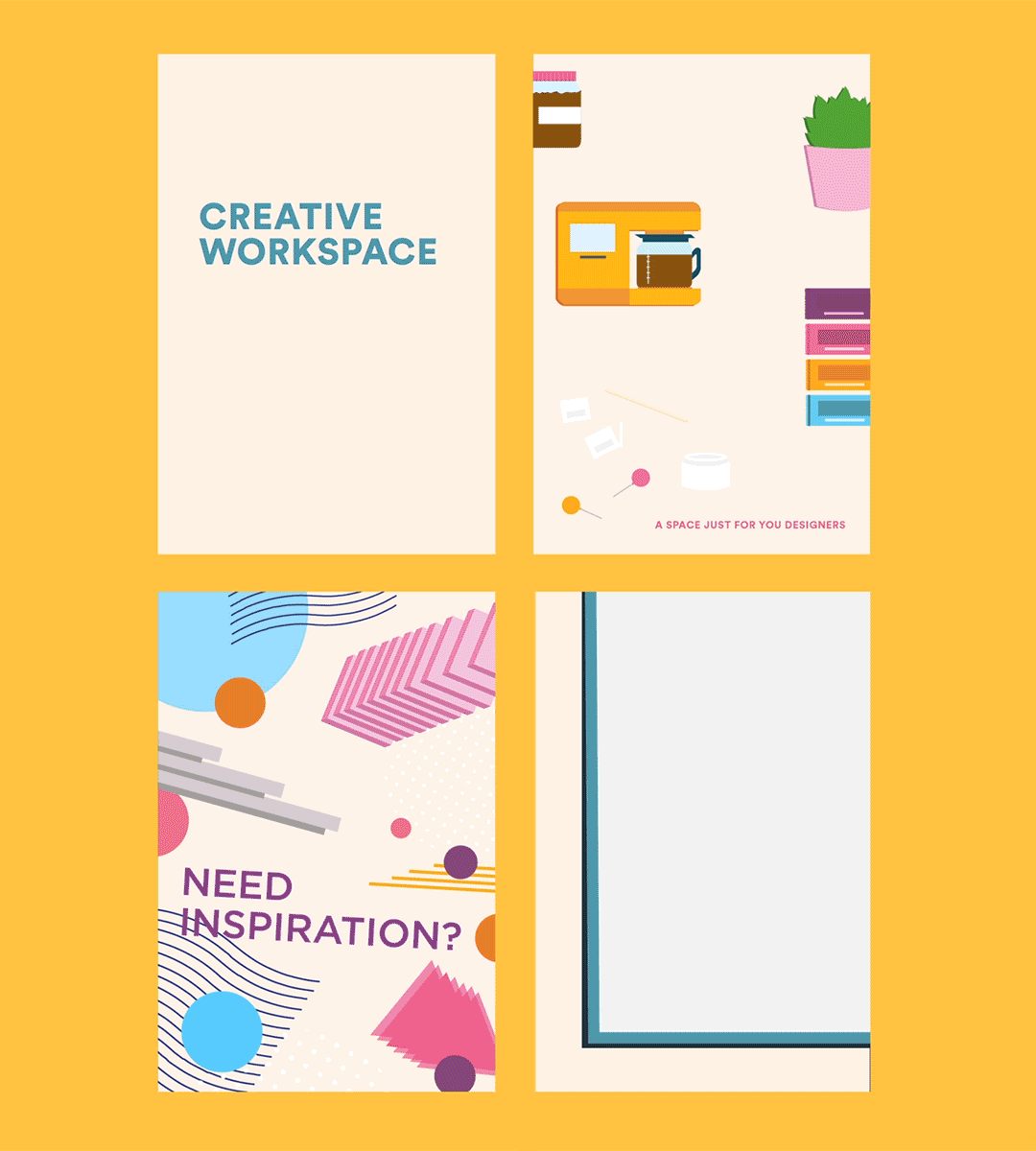 ILLUSTRATION  Coffee creative workspace flyers colorful flat lays inspiration poster Candy plants