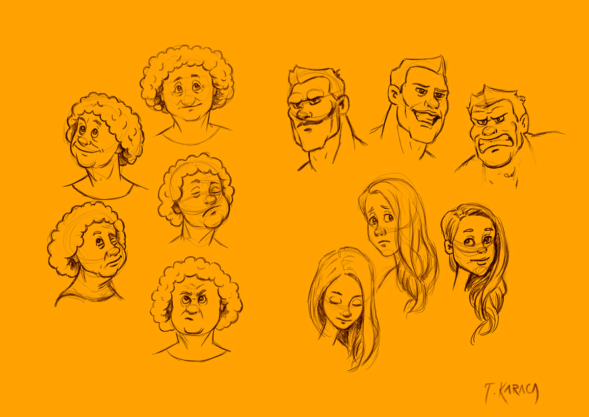animated character facial expressions sketch illustrations