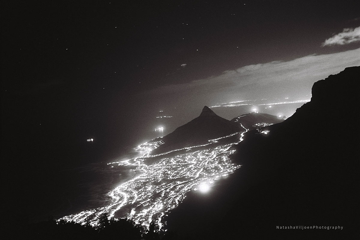 35mm film photography cape town south africa life wedding fire Ocean mountains Holiday camps bay long exposure city lights